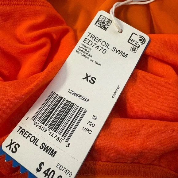 Adidas Original Womens Orange Trefoil Swim - XS ED7470 - Picture 6 of 7